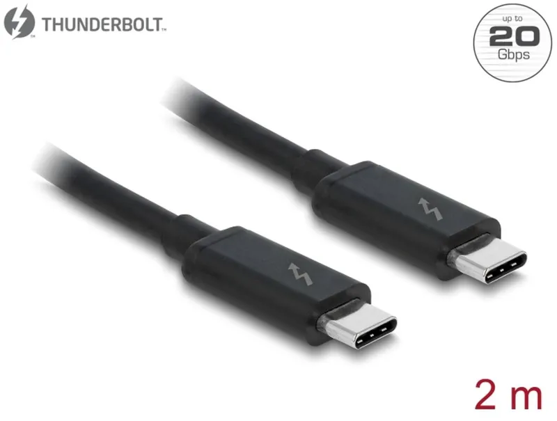 Delock Thunderbolt 3-cable 20gbps 2m Usb-c Usb-c Svart