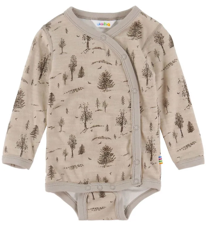 Joha Omlottbody l/ä - Ull/Viskos - Beige m. Träd
