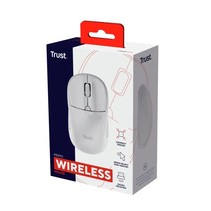 Trust Primo – 2.4 GHz – matt white – Mouse – Optic – 4 knappar – Vit