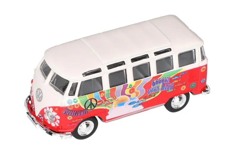 Pullback-bil – VW Samba Hippie Line Buss 11,4 cm – Röd