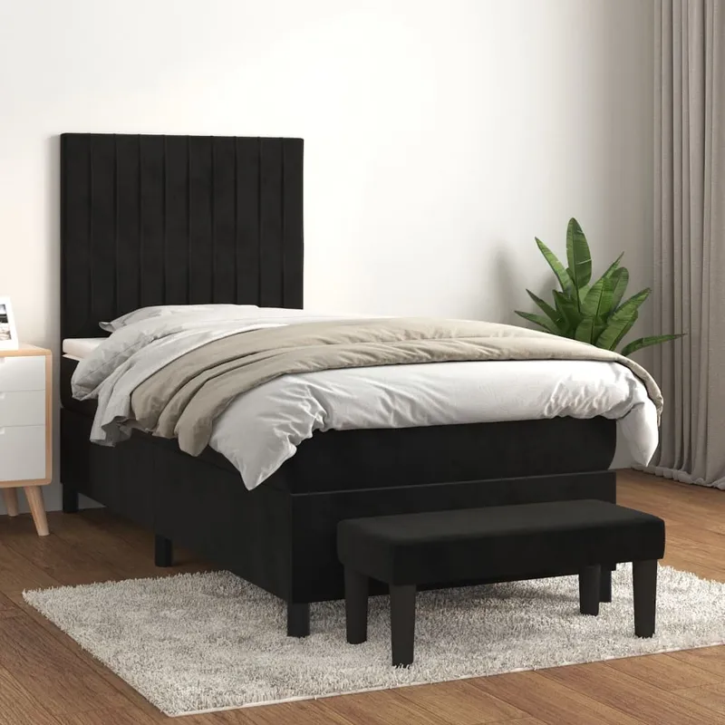 vidaXL Ramsäng med madrass svart 80×200 cm sammet (#9412)