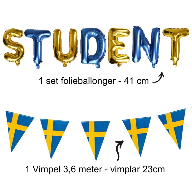 Student Dekorationer Blågult Studentfest Paket