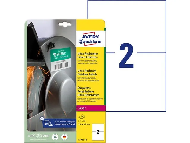 Etikett AVERY Stretch 210x148mm 20/fp