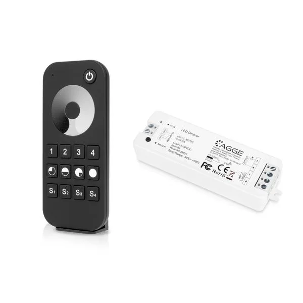 Styrdon till LED-list AGGE Single Color Controller, RF 2.4 GHz, Styrdon + Fjärrkontroll Dimming Wall Mount Touch Panel