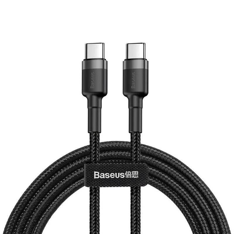 Baseus CATKLF-GG1 USB-C – USB-C PD QC Kabel 60W 3A 480Mb/s 1m – Svart