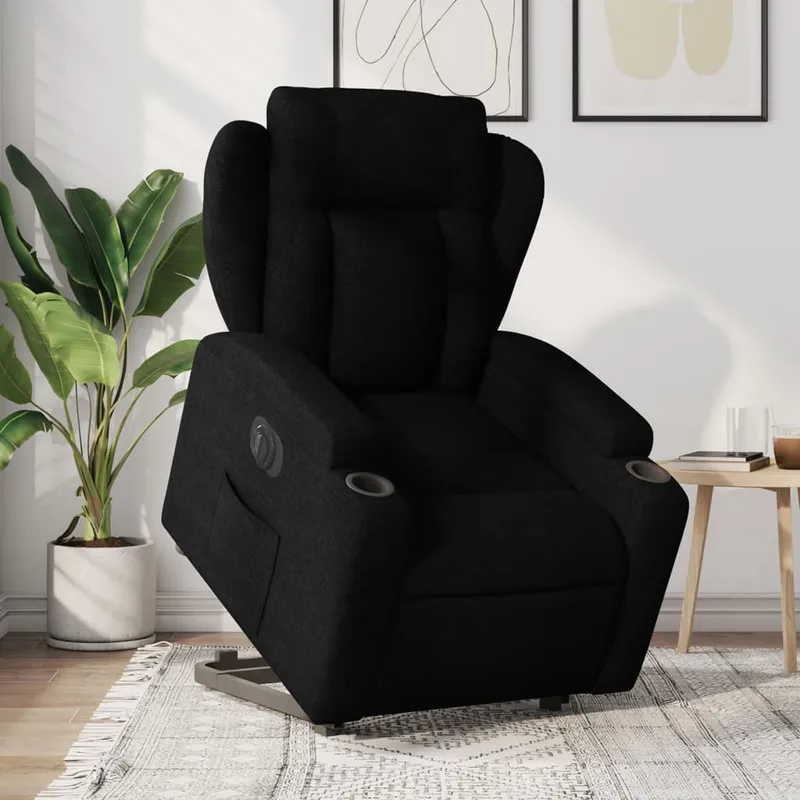 vidaXL Elektrisk reclinerfåtölj med uppresningshjälp svart tyg (#9968)