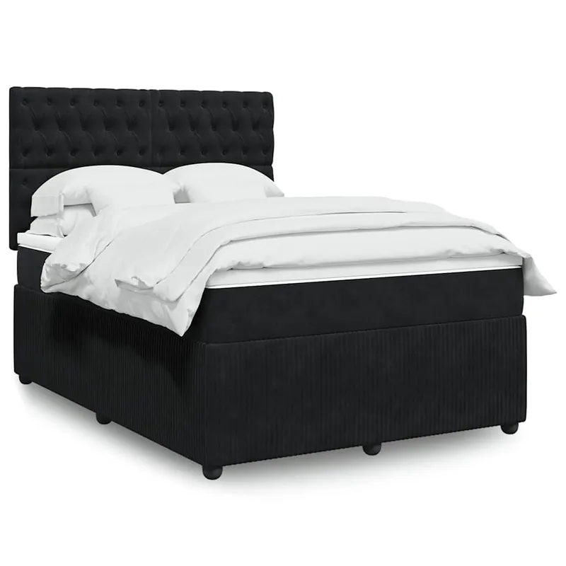 vidaXL Ramsäng med madrass svart 140×190 cm sammet (#5244)