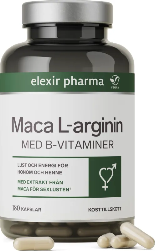 Elexir Pharma Maca med L-arginin 180 kapslar