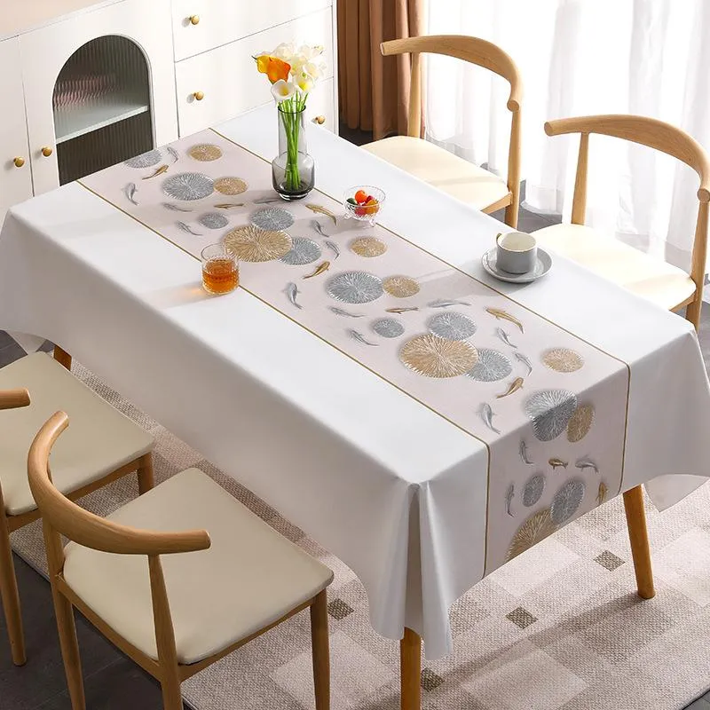 Vanntett og oljebestandig PVC-duk Ins Te Rektangulær Minimalistisk Blomsterduk 140*140cm (#3403)
