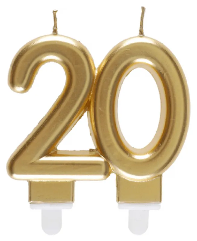 Tårtljus 20 Matt Guld