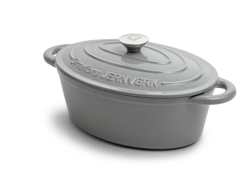 Orrefors Jernverk Emaljerad Gjutjärnsgryta 4 Liter Ljusgrå Utvald av Glasprinsen (#4010)
