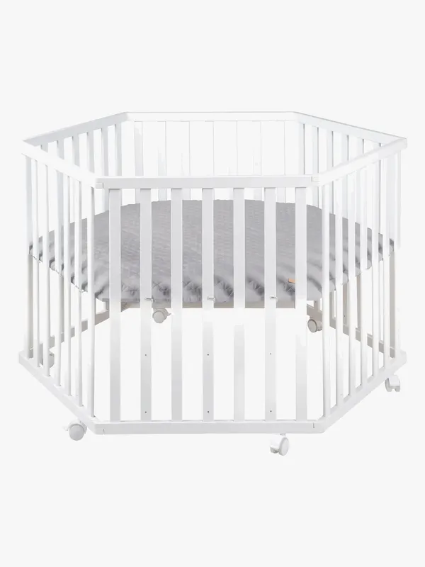 Roba Style Hexagon Lekhage Med Hjul, White & Grey