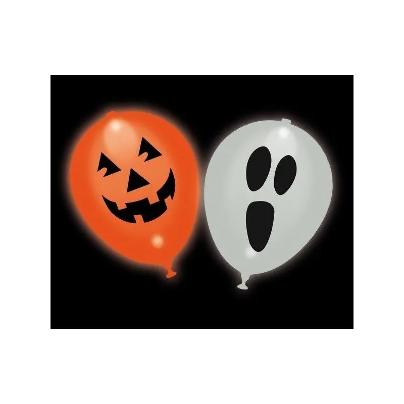 LED-ballonger Halloween Orange & Vit Latex Självlysande Dekor Fest 30 cm 5-pack