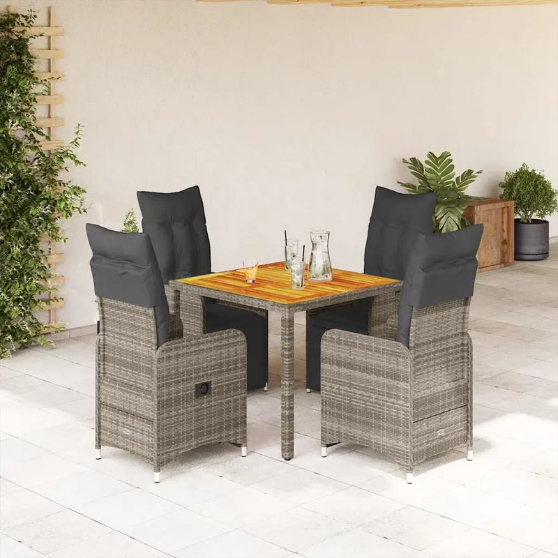 vidaXL Caféset med dynor 5 delar konstrotting grå (#8849)
