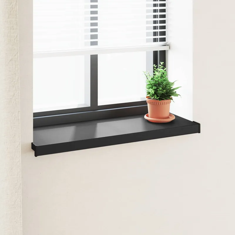 vidaXL Fönsterbräda Svart med träådring 80 x 30 x 4,5 cm PVC