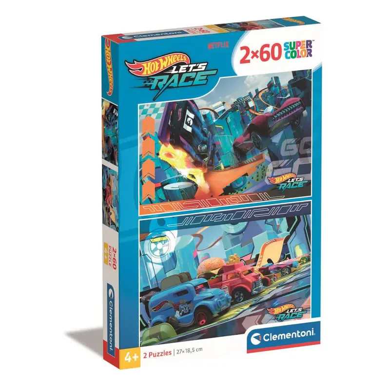 Pussel 2×60 bitar Hotwheels, Clementoni