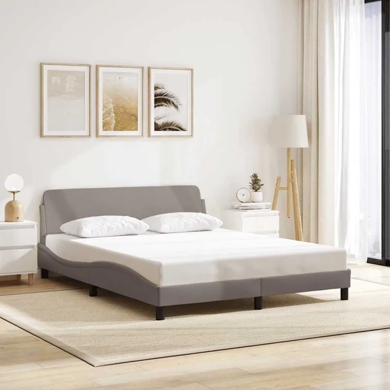 vidaXL Sängram Dover taupe 160×200 cm tyg