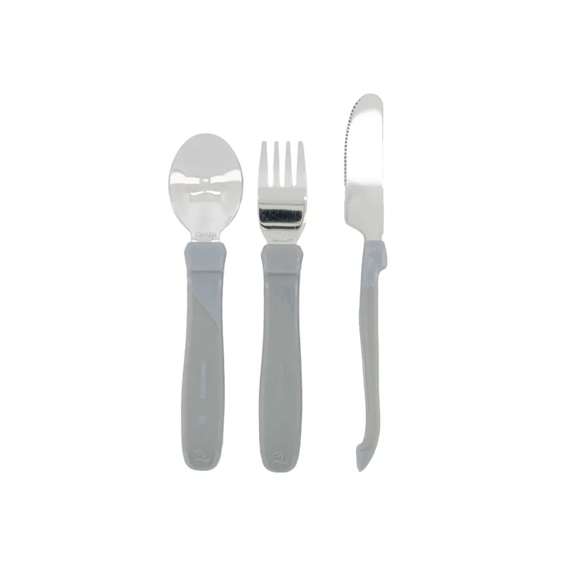 Twistshake Learn Cutlery Stainless Steel 12+m Pastel Grey