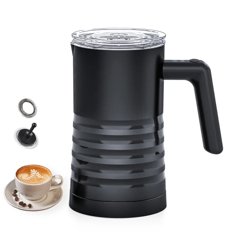 Elektrisk mjölkskummare och ångkokare 4 i 1 automatisk mjölkvärmare 400W non-stick interiör 580ml EU Plug svart
