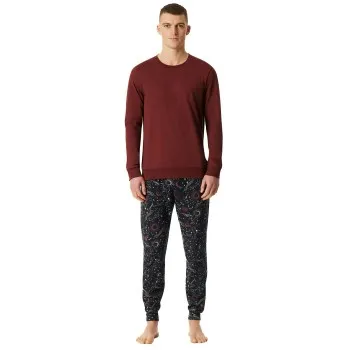 Schiesser Family Long Pyjamas Cuffs Röd bomull 3XL Herr