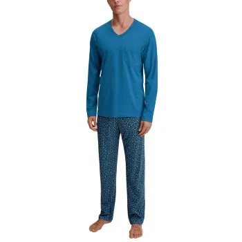 Calida Relax Imprint 3 Pyjamas Midnattsblå bomull Large Herr