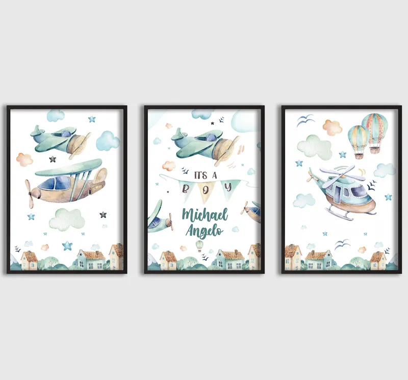 Posters – Plan och luftballonger / Set om 3
