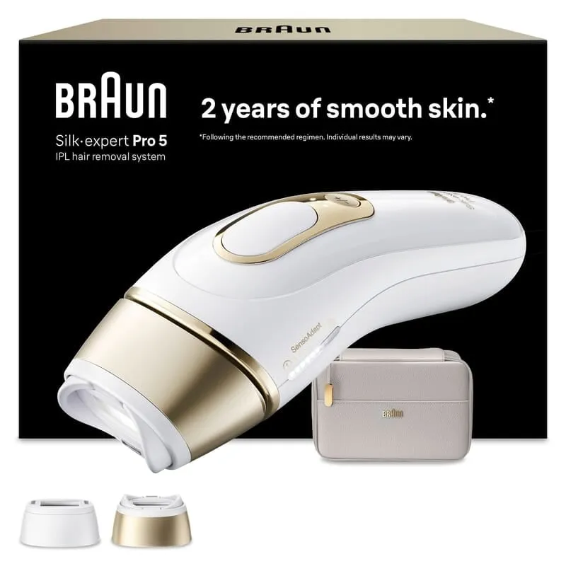 Braun Silk-expert Pro 5 PL5210 IPL-hårborttagare, 3 effektnivåer, guld/vit