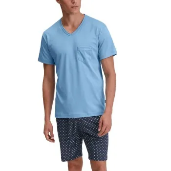 Calida Relax Streamline Short Pyjama Ljusblå bomull XX-Large Herr