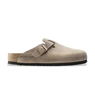 Birkenstock för kvinnor. 1018147 Lädertofflor Boston (Normal passform) brun (42), Hud, Karta, Ingen, Casual