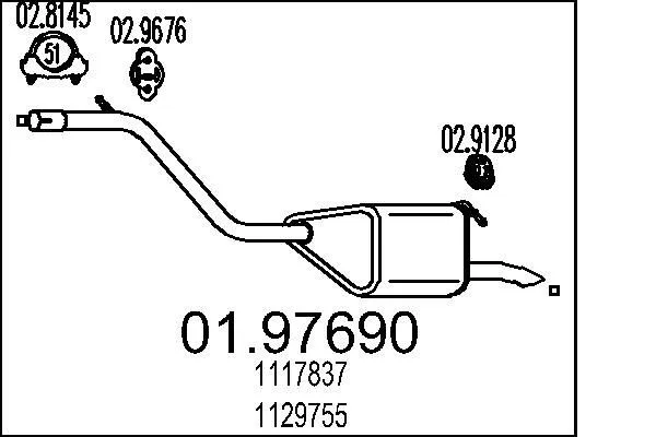 Bakre ljuddämpare MTS 01.97690