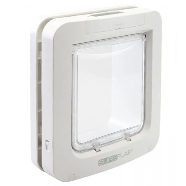 SUREFLAP Stor kattlucka med mikrochip - Vit - 178 mm x 170 mm (Rymder upp till 32 mikrochip)