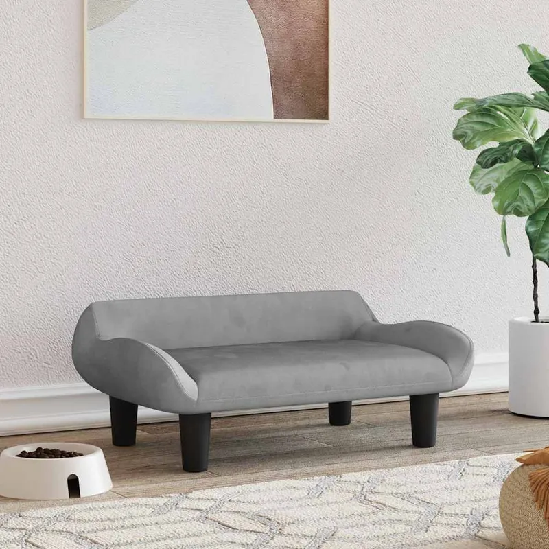 vidaXL Hundbädd ljusgrå 70x40x24 cm sammet