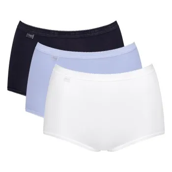 Sloggi Trosor 3P Basic Plus Maxi Colored Ljusblå/Vit bomull 56 Dam