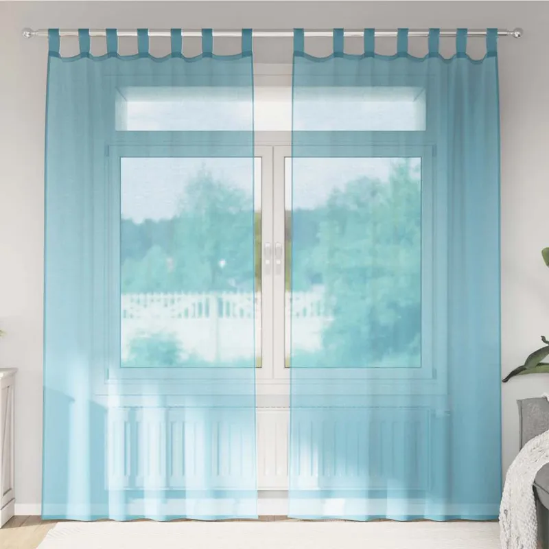vidaXL Voile gardiner med öglor 2 st, turkos 140×225 cm