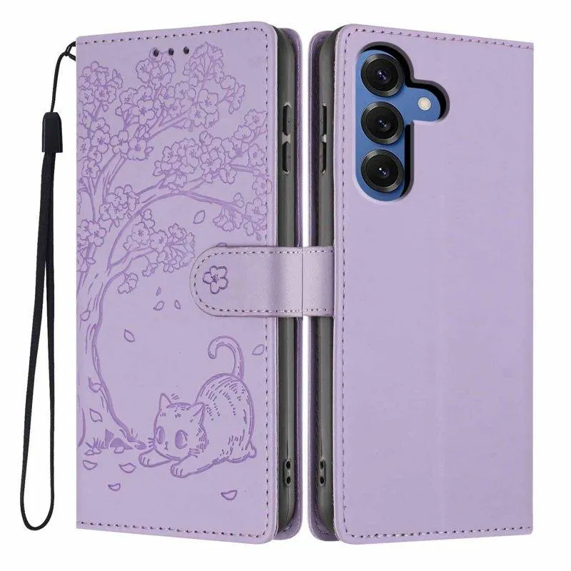 Plånboksfodral för Samsung Galaxy S26 Plus Ställfunktion Konstläder – Lila