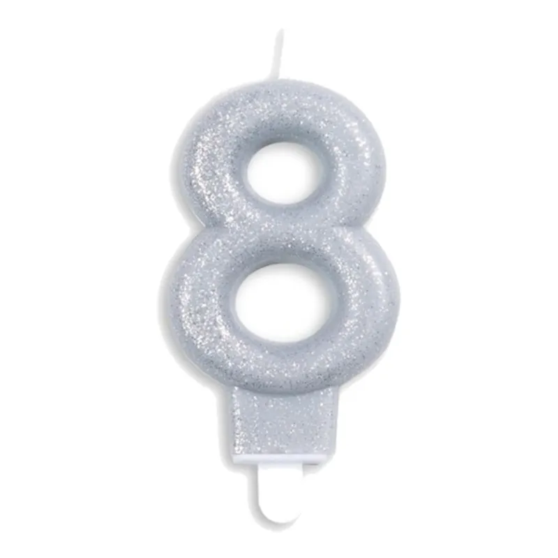 Tårtljus Siffra Glitter Silver – Siffra 8