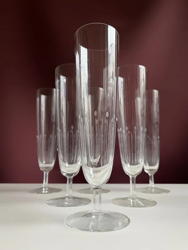 Orrefors 6 st Champagneglas – Gothenburg Design Nils Landberg