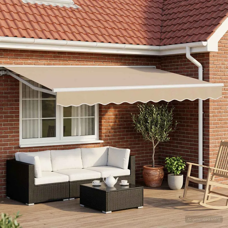 vidaXL Manuell markis med solcellsdriven LED-belysning 3,5 x 2 m Beige (#5355)