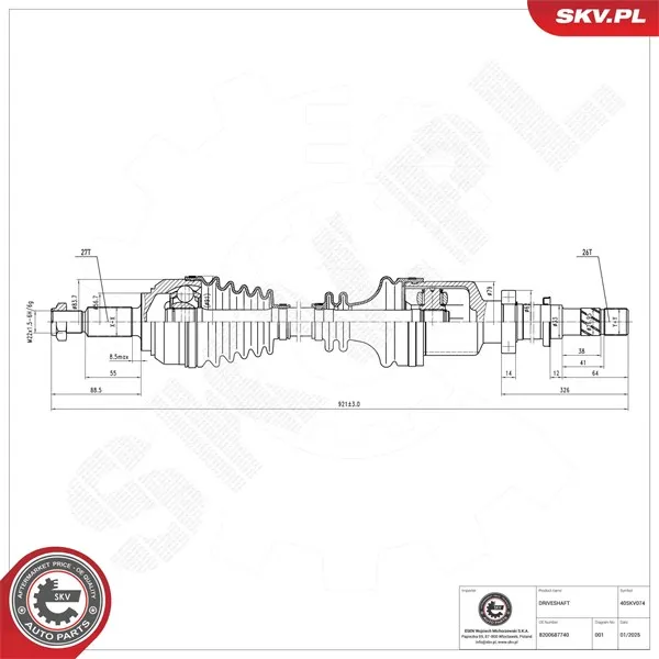 Drivaxel ESEN SKV 40SKV074