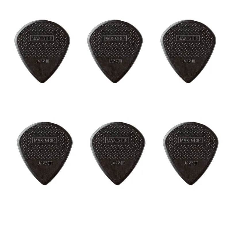 Dunlop Nylon Max Grip Jazz III Stiffo plektrum (6 st.)