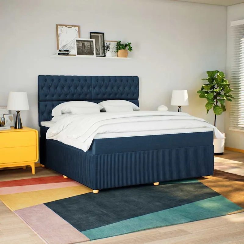 vidaXL Ramsäng med madrass blå 180×200 cm tyg (#3301)