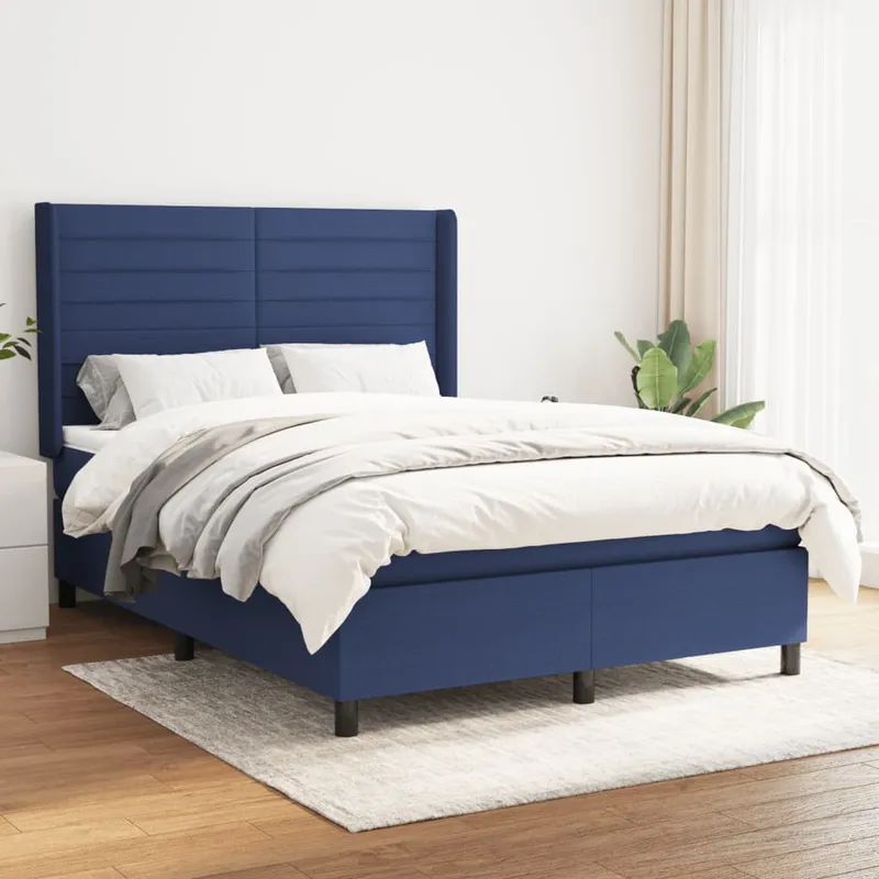 vidaXL Ramsäng med madrass blå 140×190 cm tyg (#2848)