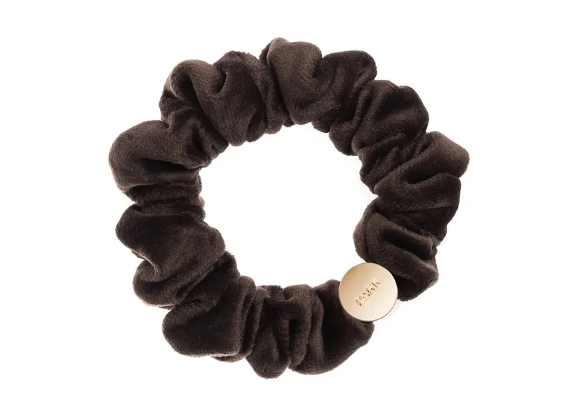 Dark Mini Velvet Scrunchie Hair Braid Chocolate Brown - 1 pcs