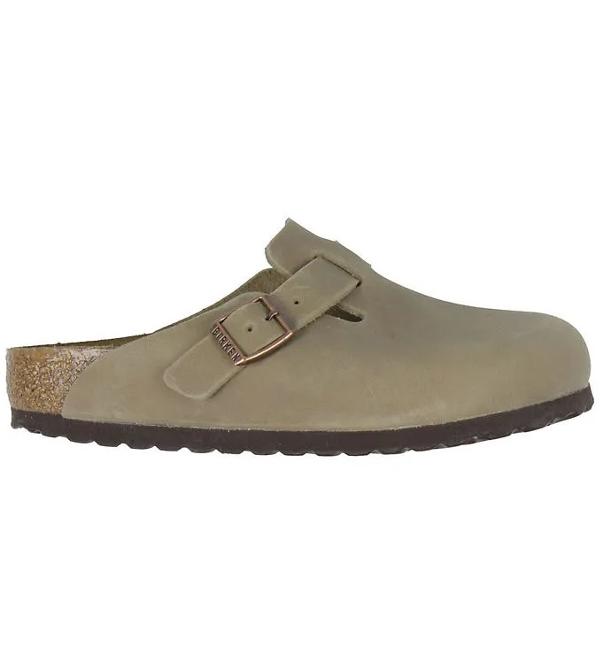 Birkenstock för män. 960811 Lädertofflor Boston (Vanlig passform) brun (41), Hud, Karta, Ingen, Casual