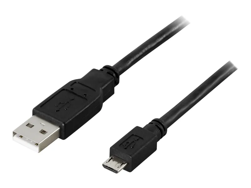 USB 2.0 Kabel Typ A till Micro B 0.5m - Laddning & Data - Svart