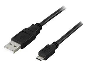 USB 2.0 Kabel Typ A till Micro B 0.5m - Laddning & Data - Svart