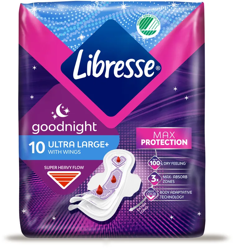 Libresse Nattbinda Ultra+ med vingar 10 st