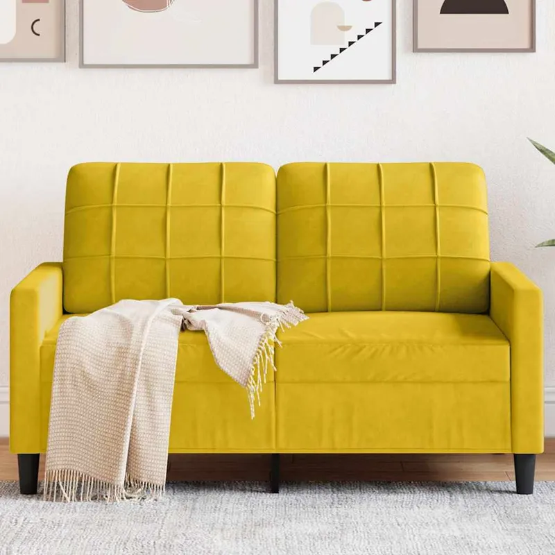 vidaXL 2-sitssoffa gul 120 cm sammet
