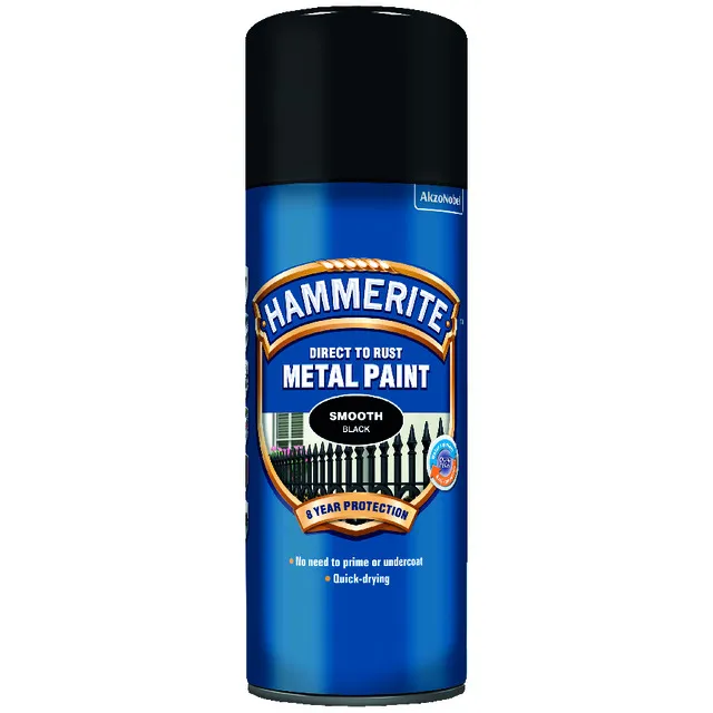 Hammerite Spray Paint Smooth Black 400 Ml
