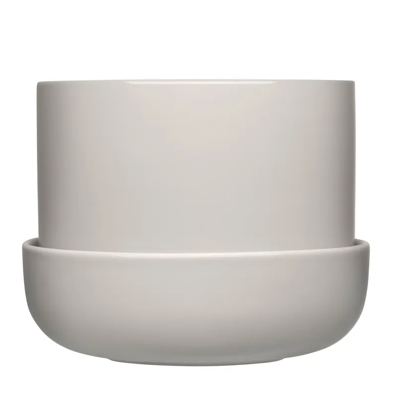 Iittala Nappula kruka med fat Ø17 cm h13 cm Ljusgrå